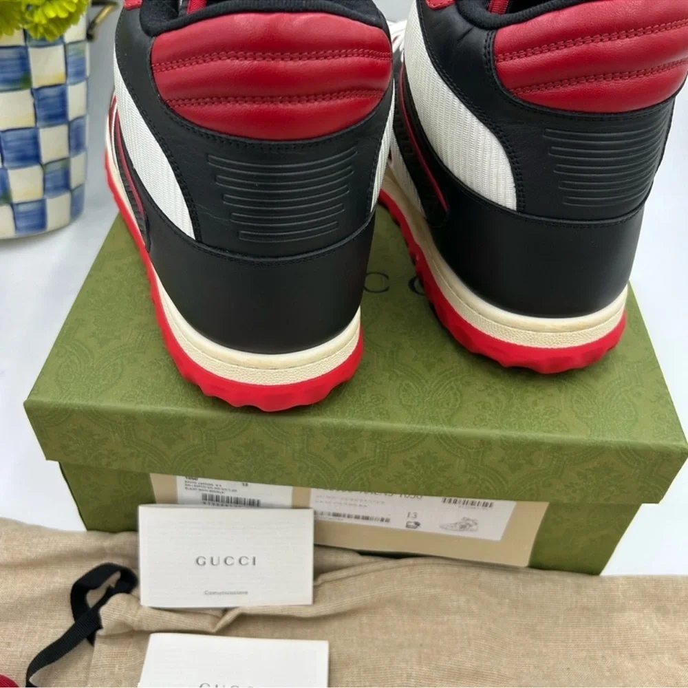 Men’s Gucci Mac 80 high top leather sneakers size 13 made in Italy.
